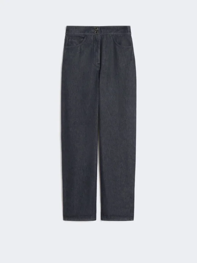 Bomullsbyxor i denimlook, midnattblå Bomullsbyxor i denimlook, midnattblå