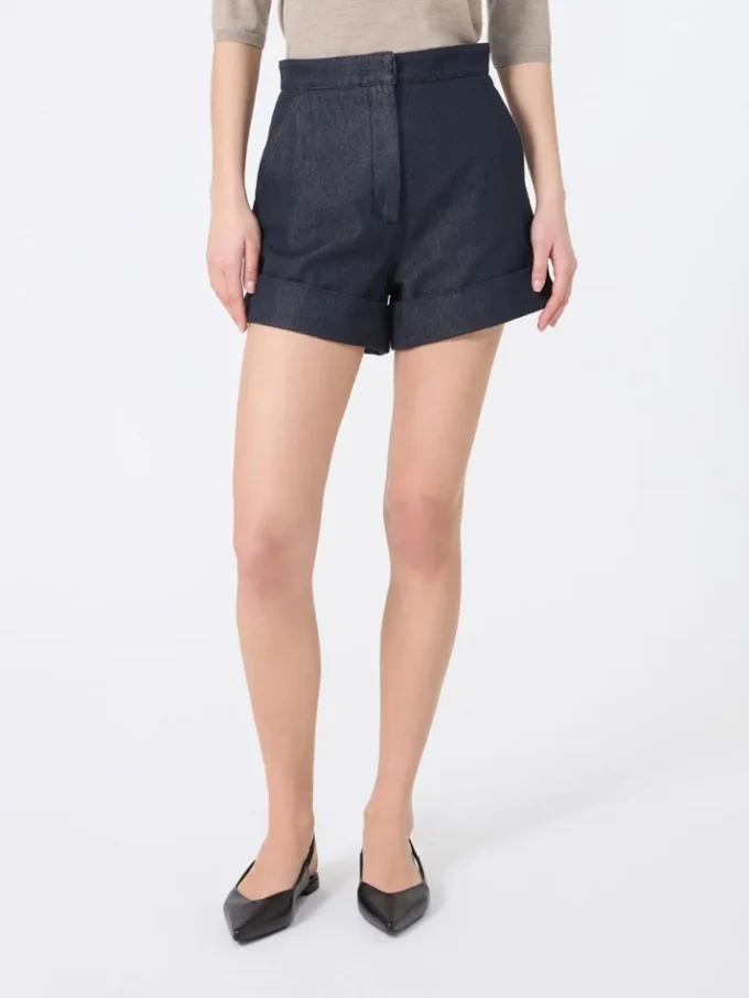 Bomullsshorts i denimlook, midnattblå Bomullsshorts i denimlook, midnattblå