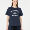 Bomullst-shirt med grafiskt tryck, marinblå Bomullst-shirt med grafiskt tryck, marinblå