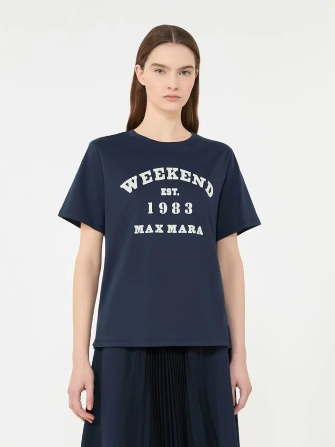 Bomullst-shirt med grafiskt tryck, marinblå Bomullst-shirt med grafiskt tryck, marinblå