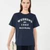 Bomullst-shirt med grafiskt tryck, marinblå Bomullst-shirt med grafiskt tryck, marinblå