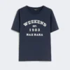 Bomullst-shirt med grafiskt tryck, marinblå Bomullst-shirt med grafiskt tryck, marinblå