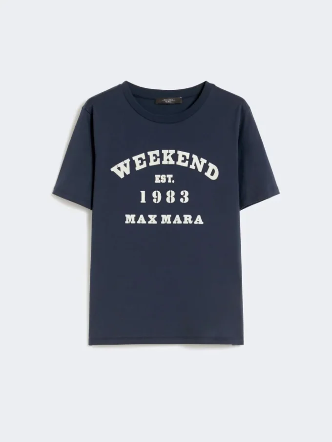 Bomullst-shirt med grafiskt tryck, marinblå Bomullst-shirt med grafiskt tryck, marinblå