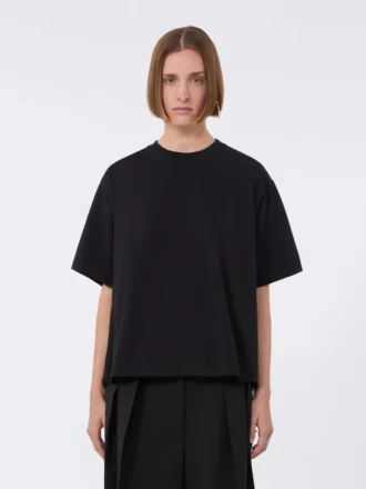 Bomullst-shirt med veckad rygg, svart