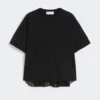 Bomullst-shirt med veckad rygg, svart Bomullst-shirt med veckad rygg, svart