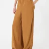 – breda byxor i envers-satin, karamell – breda byxor i envers-satin, karamell