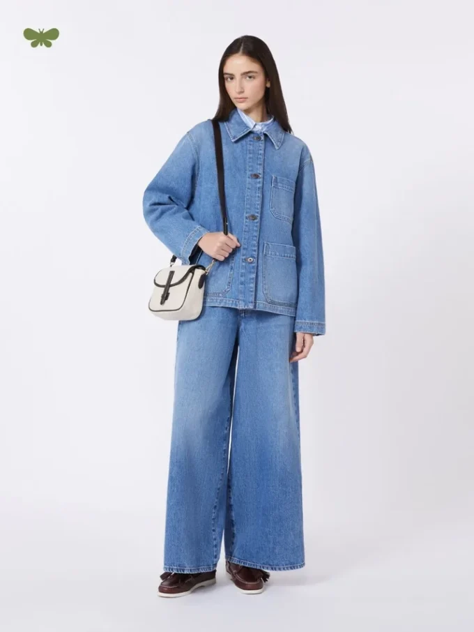 Breda jeans i bomullsdenim, marinblå Breda jeans i bomullsdenim, marinblå