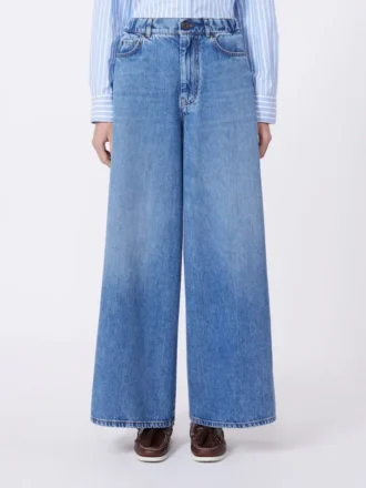 Breda jeans i bomullsdenim, marinblå