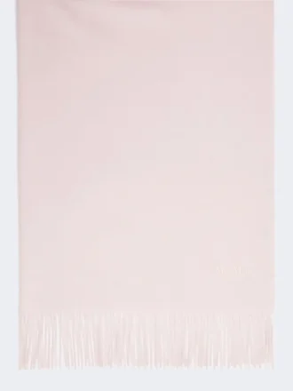 Broderad kashmirstola med fransar, rosa