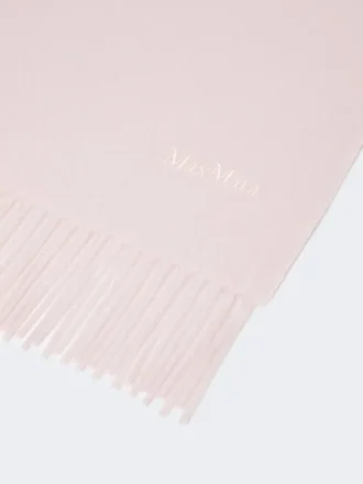 Broderad kashmirstola med fransar, rosa