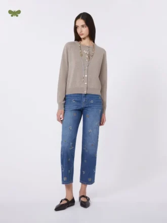 Broderade jeans i denim, marinblå