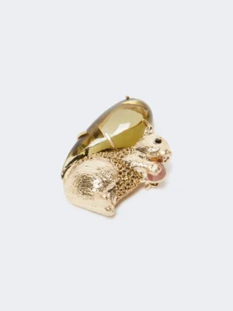Brosch i harts och glas, brun Brosch i harts och glas, brun