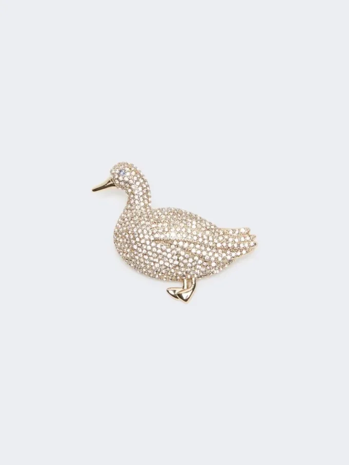 Brosch i metall med strass, optiskt vit Brosch i metall med strass, optiskt vit