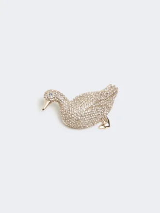 Brosch i metall med strass, optiskt vit Brosch i metall med strass, optiskt vit