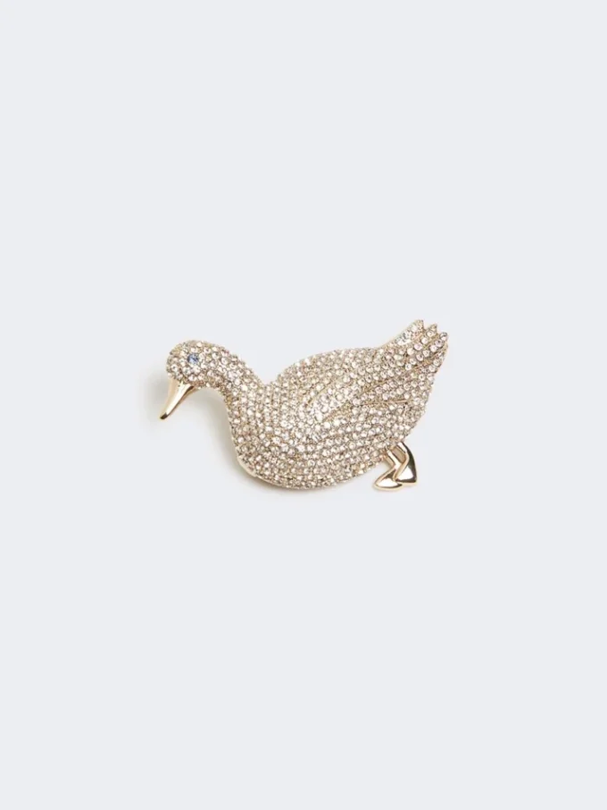 Brosch i metall med strass, optiskt vit Brosch i metall med strass, optiskt vit