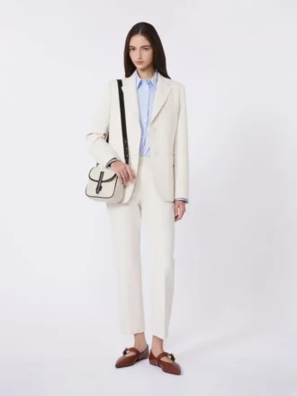 Blazer i viskosblandad canvas, elfenben
