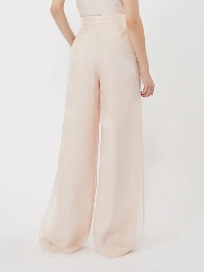 Byxor i sidenorganza, puderfärgade Byxor i sidenorganza, puderfärgade