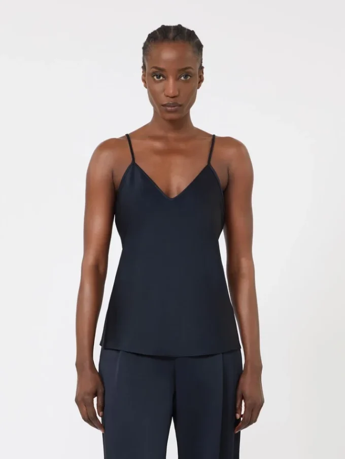 Camisole-top i envers-satin, midnattblå Camisole-top i envers-satin, midnattblå