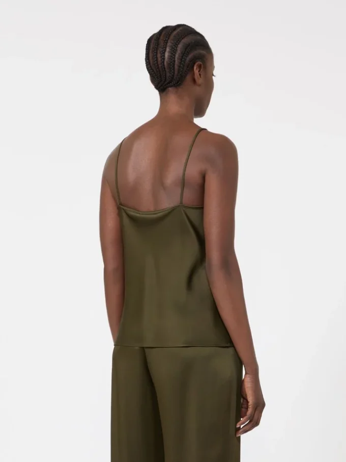 Camisole-top i envers-satin, mossgrön Camisole-top i envers-satin, mossgrön