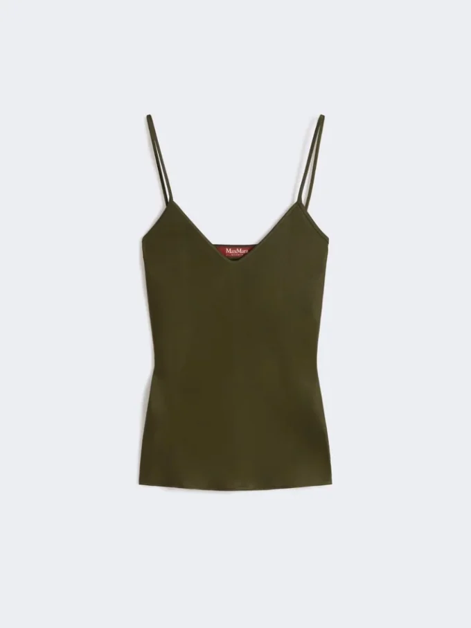 Camisole-top i envers-satin, mossgrön Camisole-top i envers-satin, mossgrön