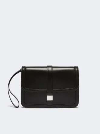 Clutch i slätt läder, svart