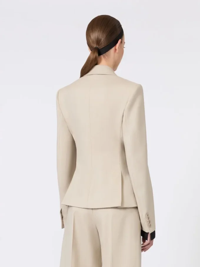 Dubbelknäppt blazer i ull, mohair och siden, sand Dubbelknäppt blazer i ull, mohair och siden, sand