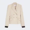 Dubbelknäppt blazer i ull, mohair och siden, sand Dubbelknäppt blazer i ull, mohair och siden, sand