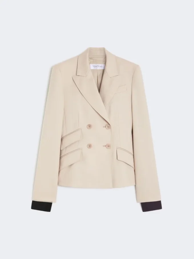Dubbelknäppt blazer i ull, mohair och siden, sand Dubbelknäppt blazer i ull, mohair och siden, sand