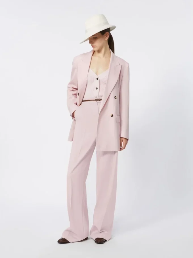 Dubbelknäppt kavaj i ull, mohair och siden, beige-rosa Dubbelknäppt kavaj i ull, mohair och siden, beige-rosa