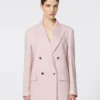 Dubbelknäppt kavaj i ull, mohair och siden, beige-rosa Dubbelknäppt kavaj i ull, mohair och siden, beige-rosa