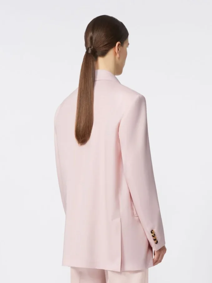 Dubbelknäppt kavaj i ull, mohair och siden, beige-rosa Dubbelknäppt kavaj i ull, mohair och siden, beige-rosa