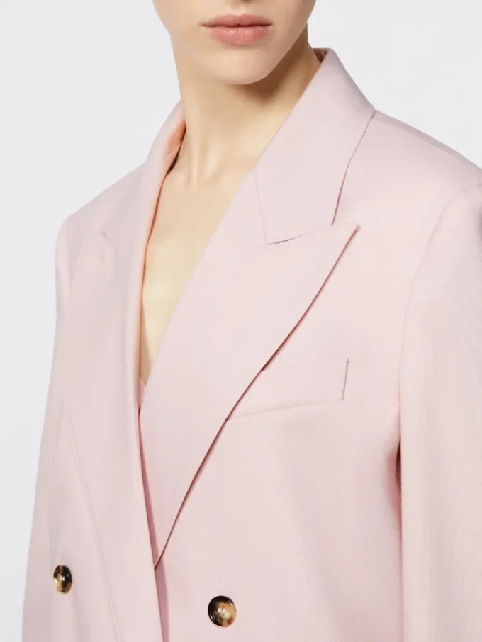 Dubbelknäppt kavaj i ull, mohair och siden, beige-rosa Dubbelknäppt kavaj i ull, mohair och siden, beige-rosa