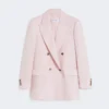 Dubbelknäppt kavaj i ull, mohair och siden, beige-rosa Dubbelknäppt kavaj i ull, mohair och siden, beige-rosa