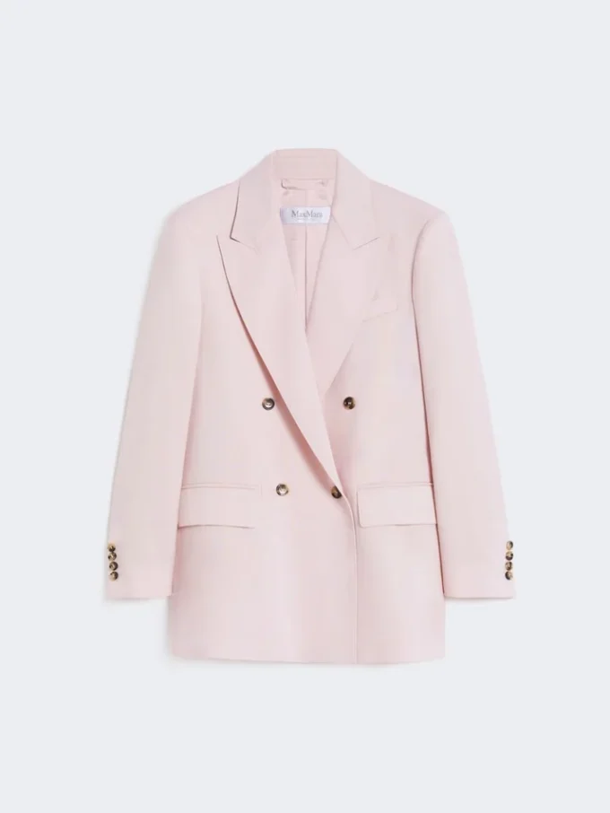 Dubbelknäppt kavaj i ull, mohair och siden, beige-rosa Dubbelknäppt kavaj i ull, mohair och siden, beige-rosa