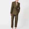 Dubbelknäppt shantungblazer, khaki