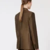 Dubbelknäppt shantungblazer, khaki