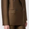 Dubbelknäppt shantungblazer, khaki