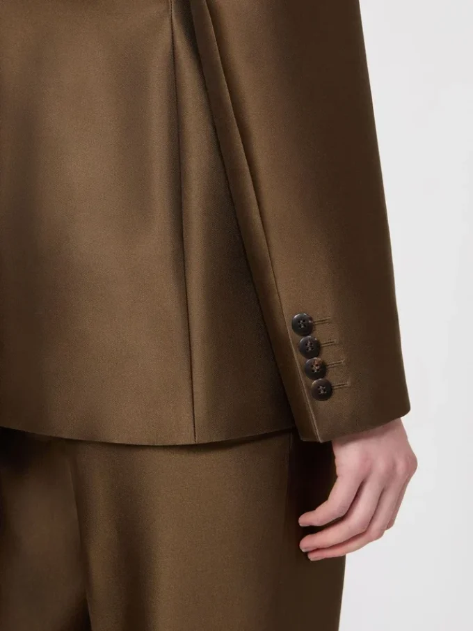 Dubbelknäppt shantungblazer, khaki