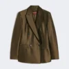 Dubbelknäppt shantungblazer, khaki