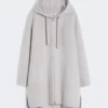 Dubbelvänd yllekappa med huva, beige Dubbelvänd yllekappa med huva, beige