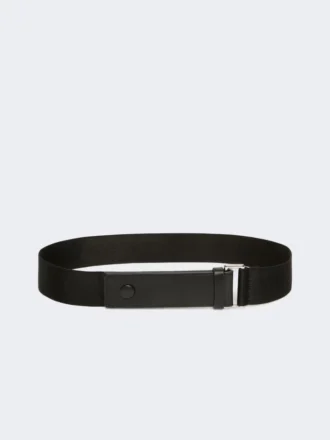 Elastiskt bälte i vävband och läder, svart