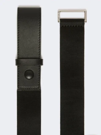 Elastiskt bälte i vävband och läder, svart