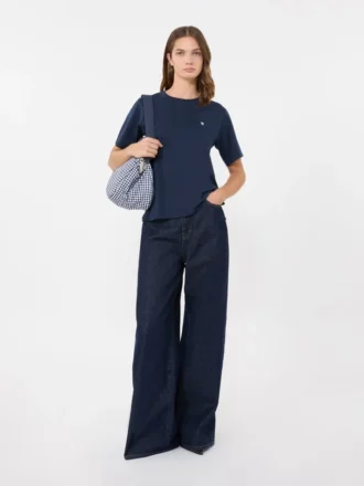 Enkel t-shirt i bomull, marinblå