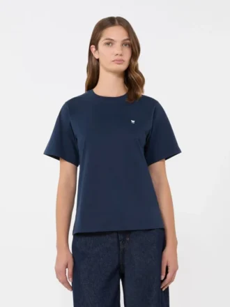 Enkel t-shirt i bomull, marinblå