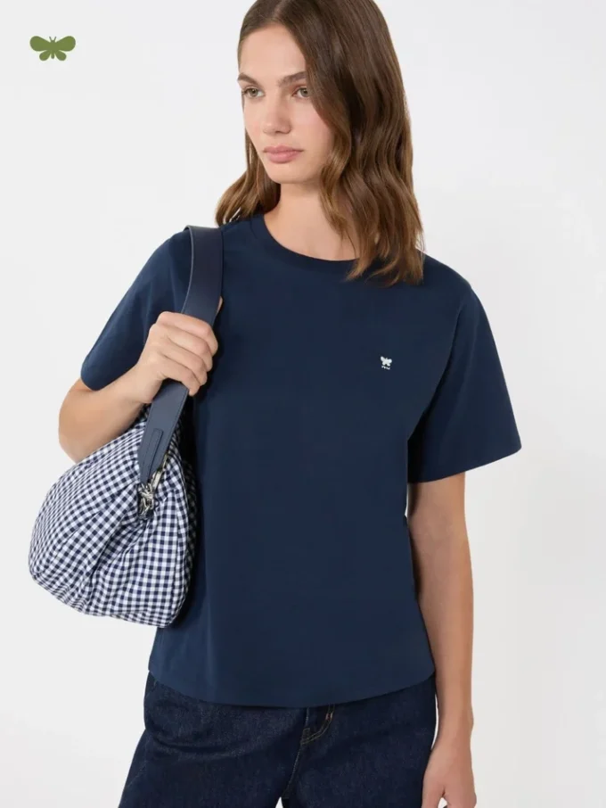 Enkel t-shirt i bomull, marinblå Enkel t-shirt i bomull, marinblå