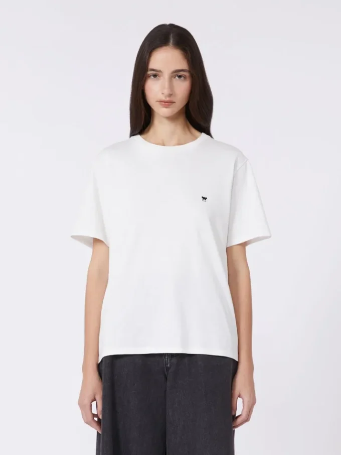 Enkel t-shirt i bomull, optiskt vit Enkel t-shirt i bomull, optiskt vit