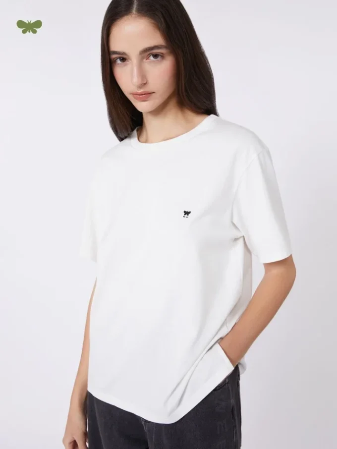 Enkel t-shirt i bomull, optiskt vit Enkel t-shirt i bomull, optiskt vit