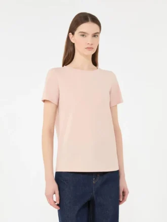 Enkel T-shirt i bomullsjersey, rosa