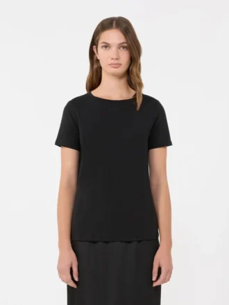 Enkel T-shirt i bomullsjersey, svart