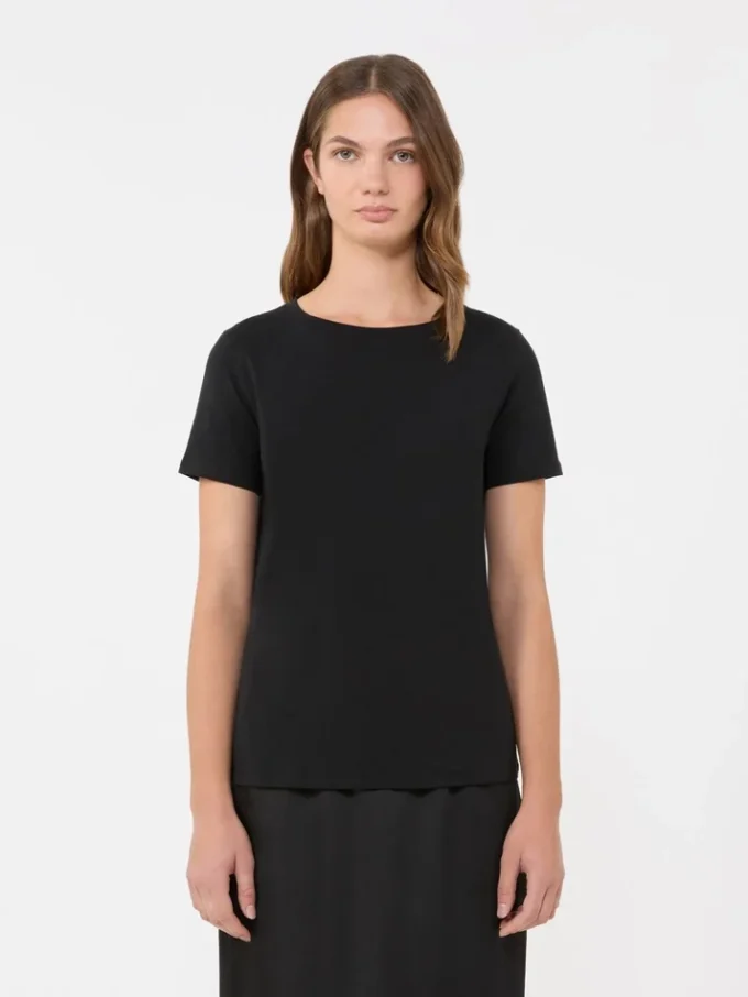Enkel T-shirt i bomullsjersey, svart Enkel T-shirt i bomullsjersey, svart